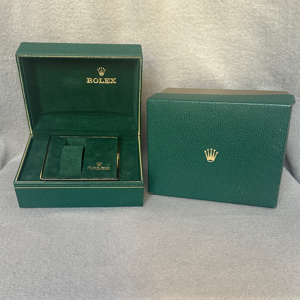 rolex vintage watch display storage box with outer box green bufkor rare find